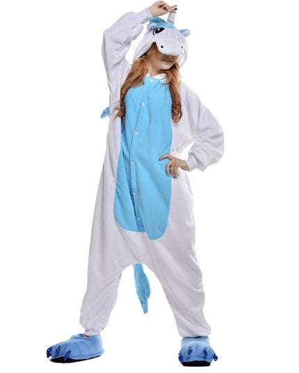 Blauer Einhorn-Pyjama-Overall