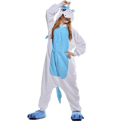 Blauer Einhorn-Pyjama-Overall