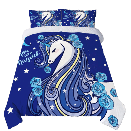 Einhorn Bettwäsche Blau