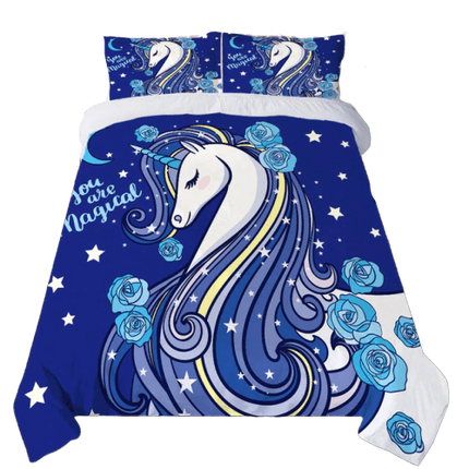 Einhorn Bettwäsche Blau