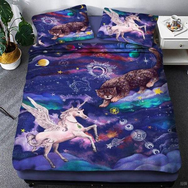 Einhorn-Galaxie-Bettwäsche-Set