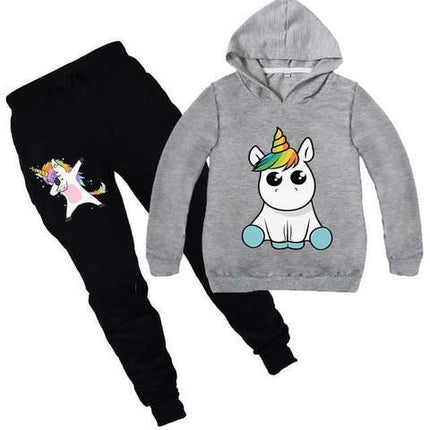 Einhorn-Trainingsanzug Set Kawaii Grau