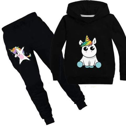 Einhorn-Trainingsanzug Set Kawaii Schwarz
