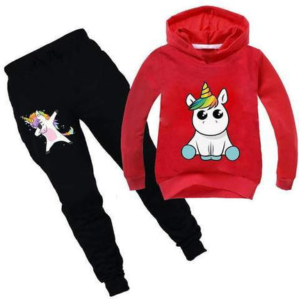 Einhorn-Trainingsanzug Set Kawaii Rot