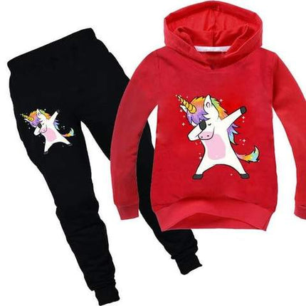 Rotes Einhorn Trainingsanzug Set Tupfen