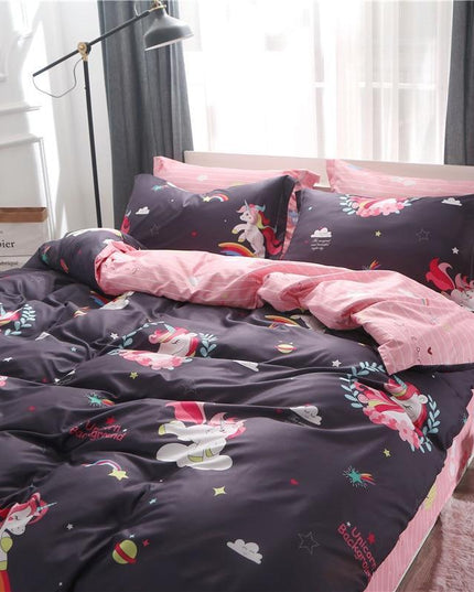 Einhorn-Bettwäsche-Set Kawaii Rosa