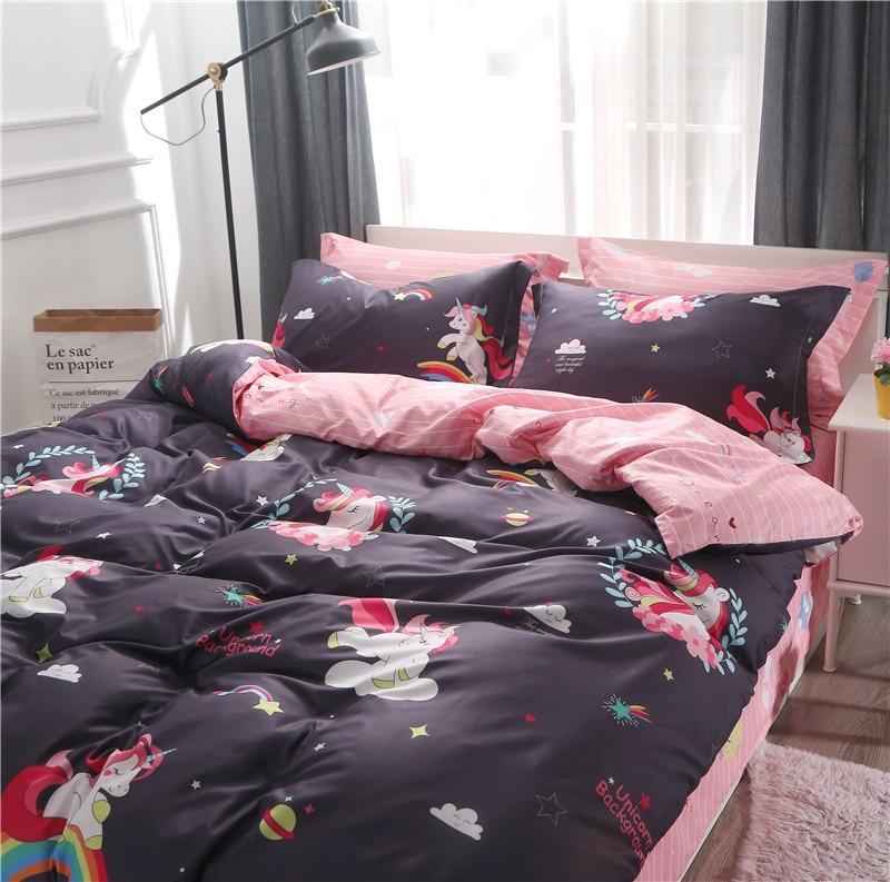 Einhorn-Bettwäsche-Set Kawaii Rosa
