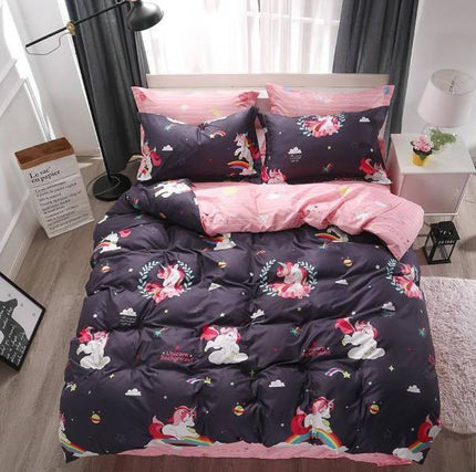 Einhorn-Bettwäsche-Set Kawaii Rosa
