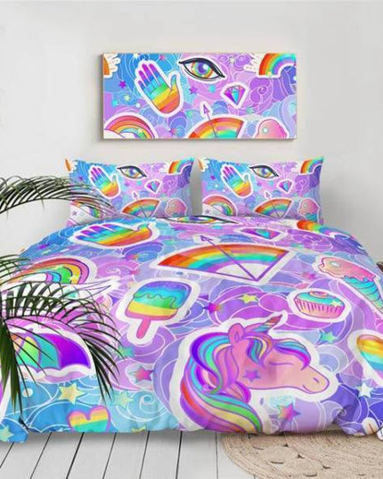 Einhorn-Bettwäsche Regenbogen-Eis