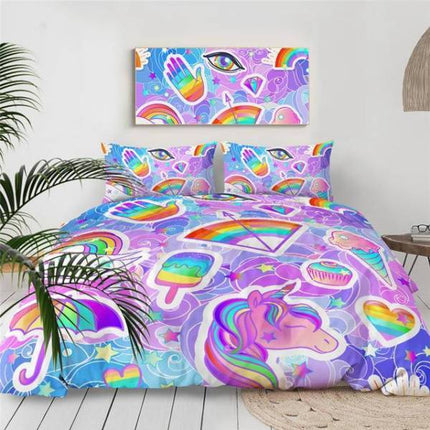 Einhorn-Bettwäsche Regenbogen-Eis
