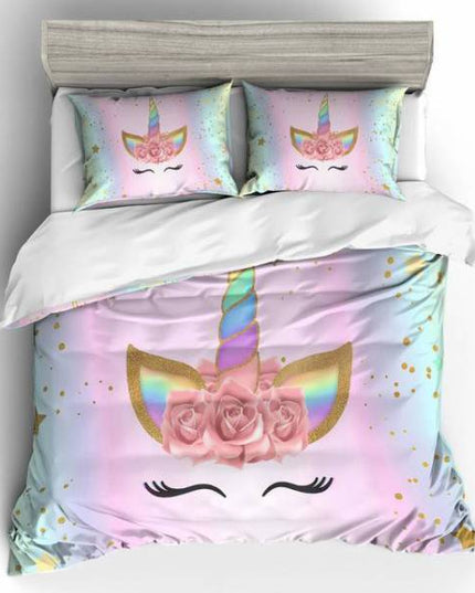 Einhorn Bettwäsche Set Kawaii Kopf