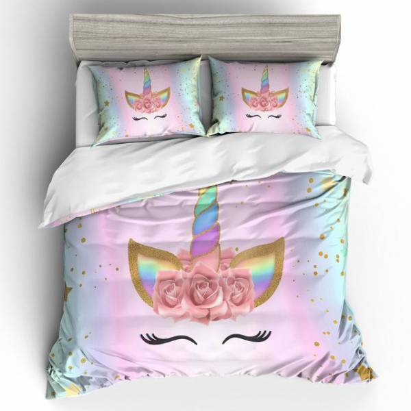 Einhorn Bettwäsche Set Kawaii Kopf