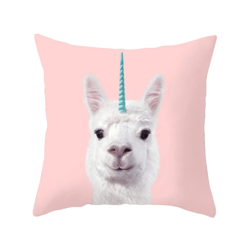 Einhorn Kissen Lama Blau Horn