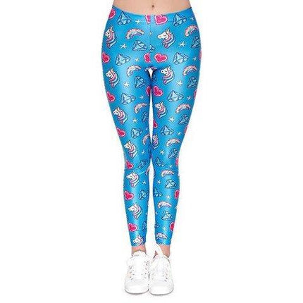 Einhorn-Legging-Hose Frauen Blau
