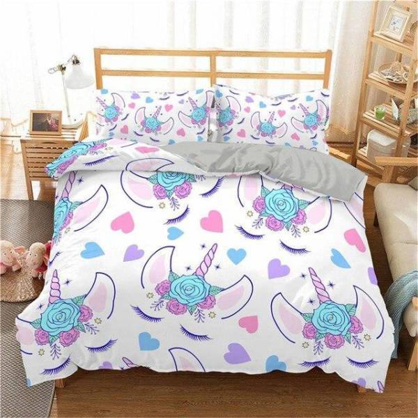 Einhorn Herz Bett Set