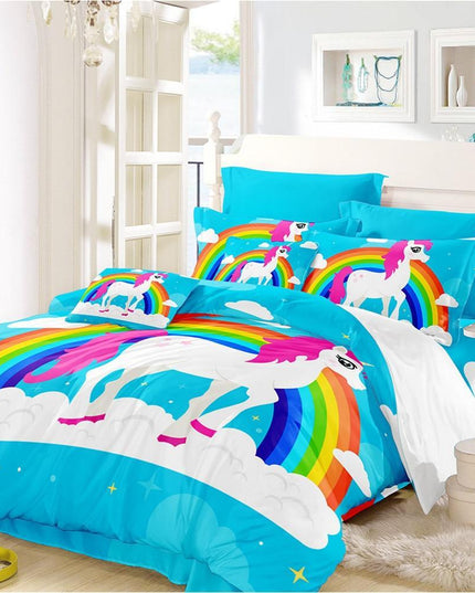 Buntes Einhorn-Bett-Set