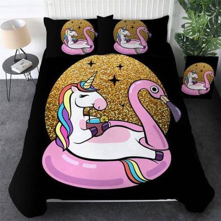 Rosa Flamingo Einhorn Bett Set