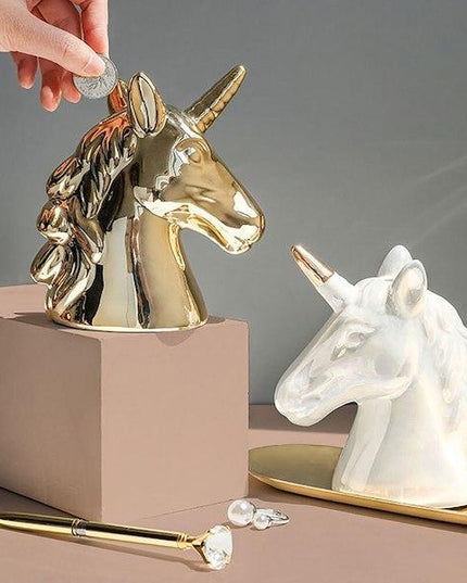 Einhorn Spardose Gold