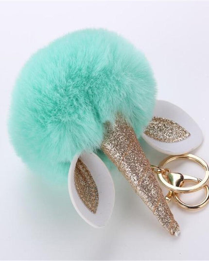 Pompon Einhorn Schlüsselanhänger