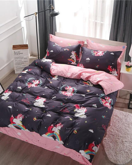 Einhorn-Bettwäsche-Set Kawaii Rosa