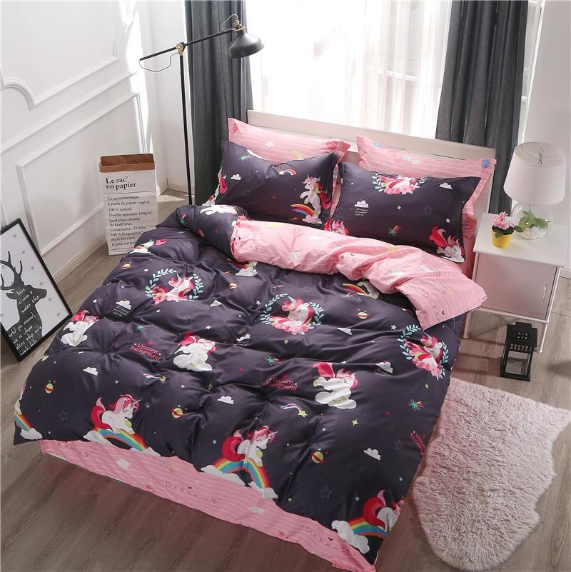 Einhorn-Bettwäsche-Set Kawaii Rosa