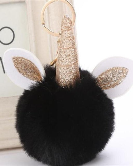 Pompon Einhorn Schlüsselanhänger