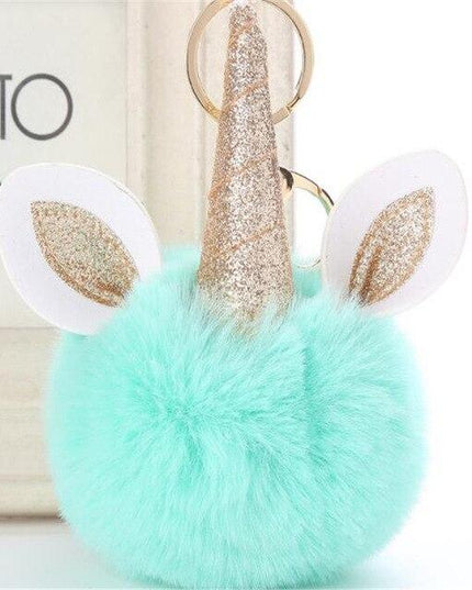 Pompon Einhorn Schlüsselanhänger