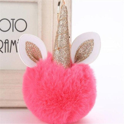 Pompon Einhorn Schlüsselanhänger
