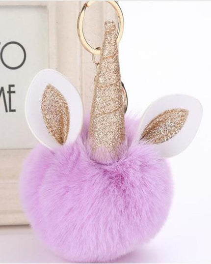 Pompon Einhorn Schlüsselanhänger