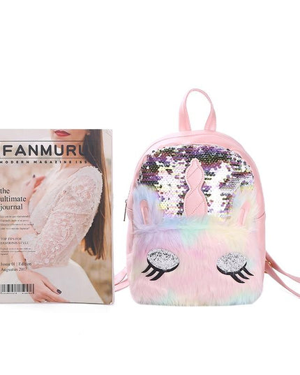 Einhorn Pelz Pailletten-Rucksack