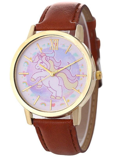 Einhorn Lederuhr für Mädchen