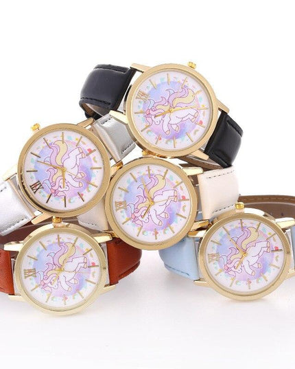 Einhorn Lederuhr für Mädchen