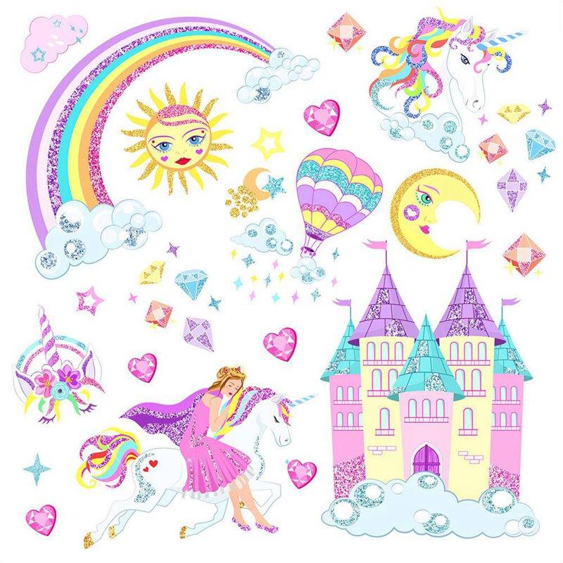 Aufkleber Schloss Einhorn Mädchen Wandaufkleber