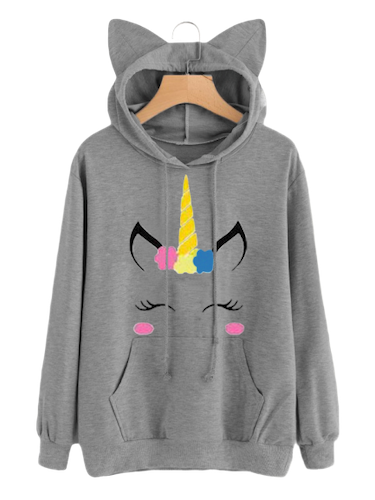 Einhorn Kapuzenpullover Frau Kawaii