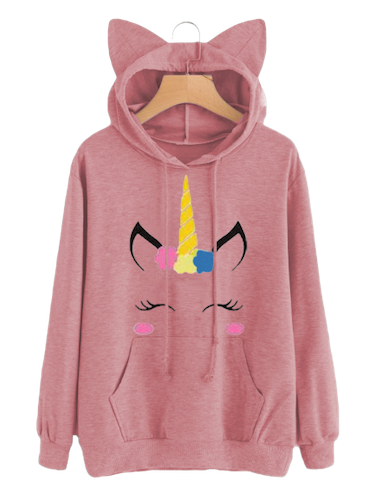 Einhorn Kapuzenpullover Frau Kawaii