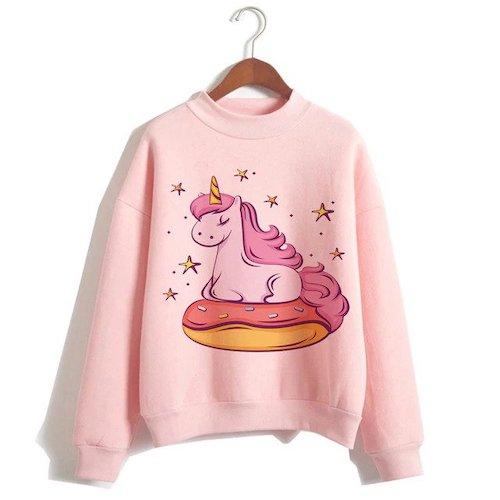 Einhorn Pullover Frau Rosa Donut