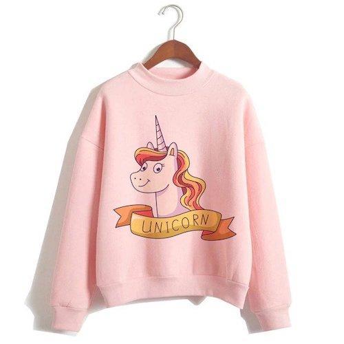 Damen Einhorn Pullover Rosa Kawaii