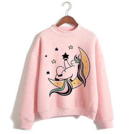 Frau Einhorn Pullover Rosa Mond