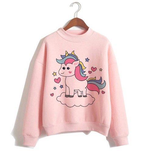 Frau Einhorn Pullover Rosa