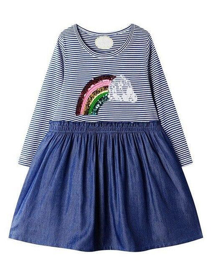 Mädchen gestreiftes Einhorn Kleid