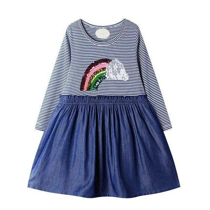 Mädchen gestreiftes Einhorn Kleid