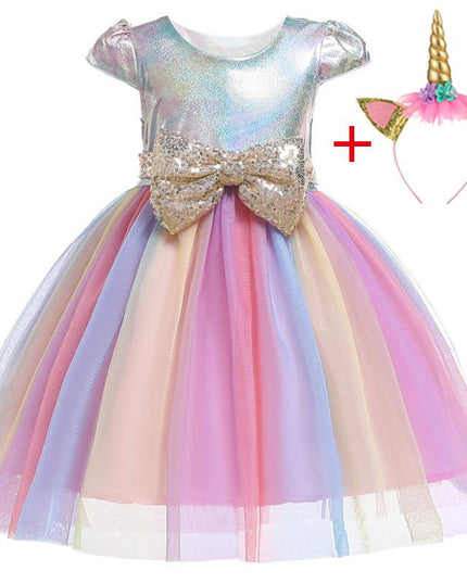 Mädchen Silber Einhorn Kleid
