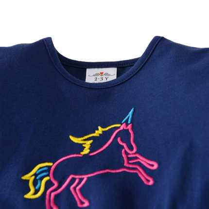 Marineblaues Einhornkleid für Mädchen
