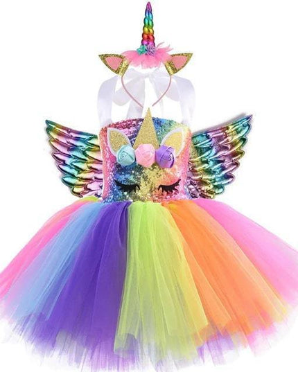Einhorn Kleid Verkleidung Multicolor Mädchen