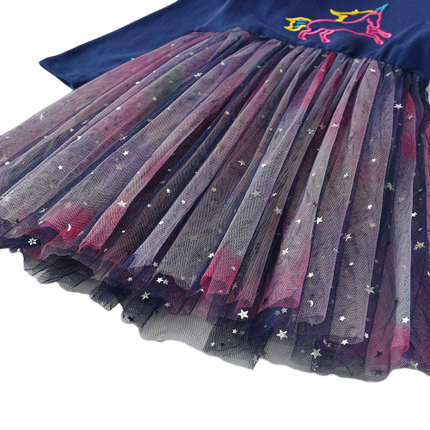 Marineblaues Einhornkleid für Mädchen