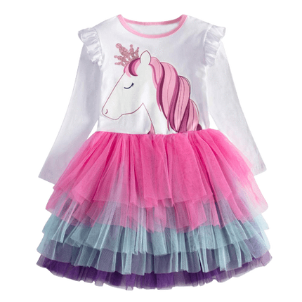 Prinzessin Einhorn Kleid Lange Ärmel