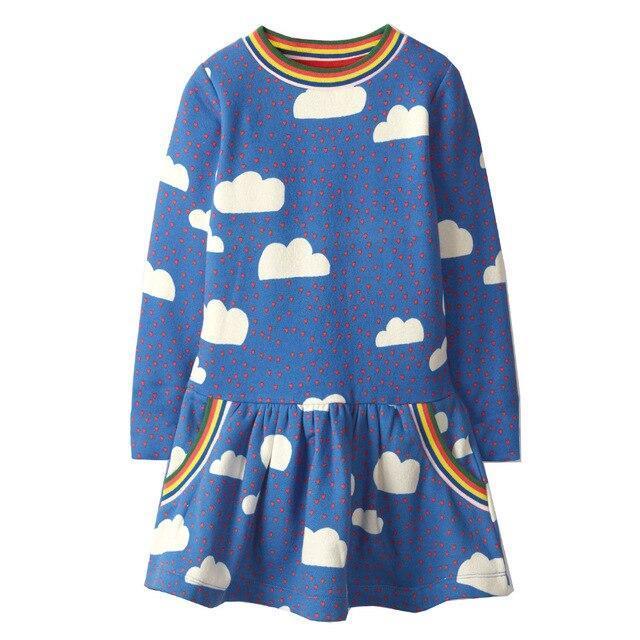 Langes Einhorn Regenbogen Kleid