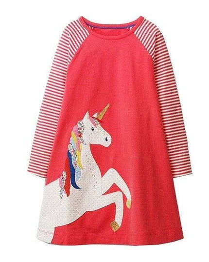 Rotes Einhorn Langes Kleid