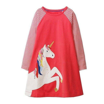 Rotes Einhorn Langes Kleid