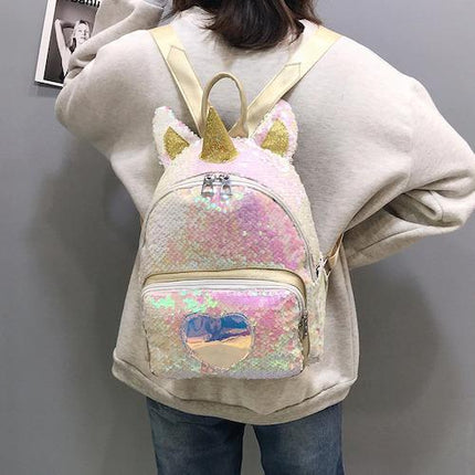 Weißer Einhorn Pailletten-Rucksack